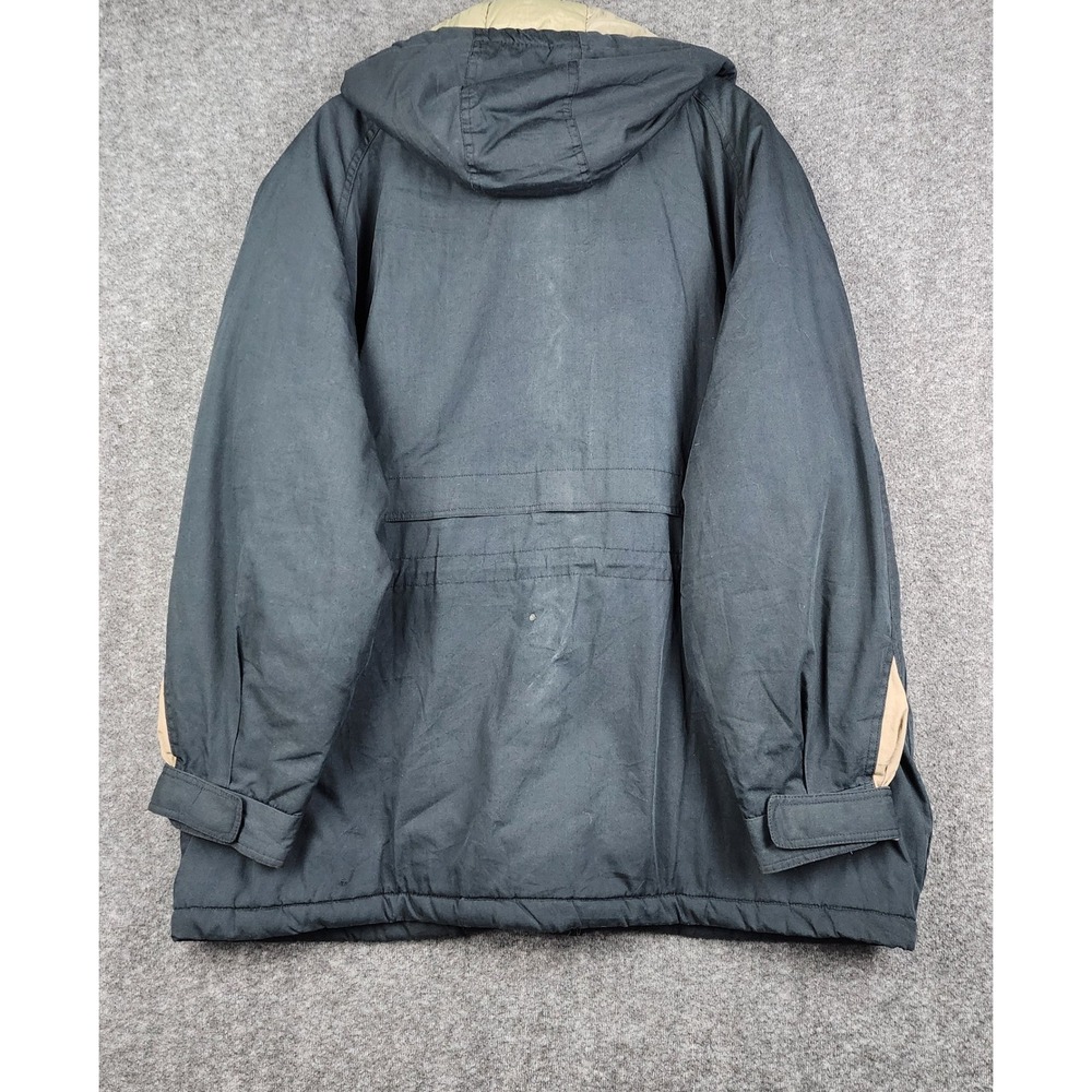 Learsi Parka Jacket Men 2X Black Hooded Quilted Lining Utility Workwear RN79443 - Picture 2 of 11